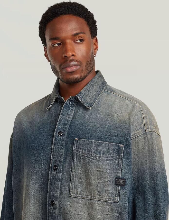 G-Star RAW Boxy Fit Overshirt Donkerblauw Heren - Foto 3