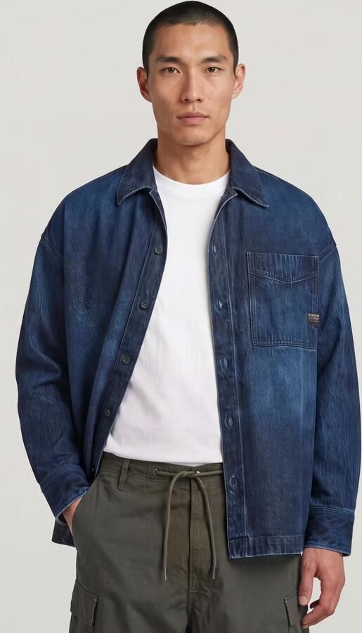 G-Star RAW Boxy Fit Overshirt Donkerblauw Heren - Foto 6
