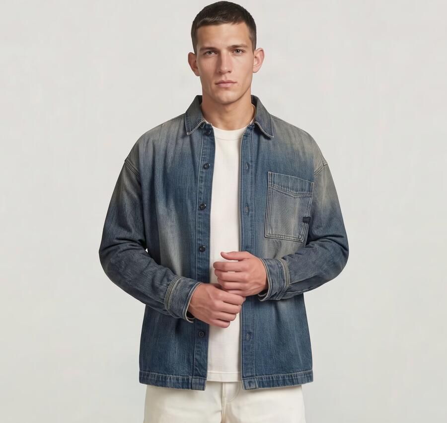 G-Star Raw Spijkerjack D23007-E358 BOXY FIT OVERSHIRT-H938 ANTIQUE FADED BLUESCHIST - Foto 5