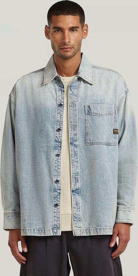 G-Star RAW Boxy Fit Overshirt Lichtblauw Heren