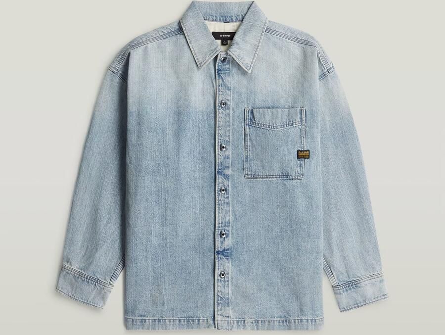 G-Star RAW Boxy Fit Overshirt Lichtblauw Heren - Foto 3