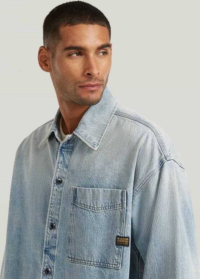 G-Star RAW Boxy Fit Overshirt Lichtblauw Heren - Foto 4
