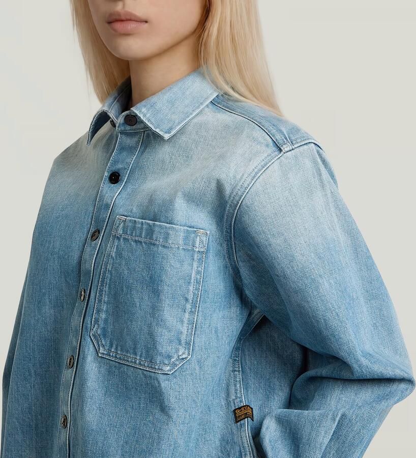 G-Star RAW Boxy Relaxed 1-Pocket Overshirt Midden blauw Dames - Foto 3