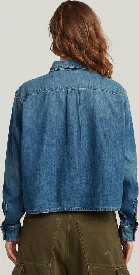 G-Star RAW Boxy Relaxed One-Pocket Overhemd Midden blauw Dames - Foto 5