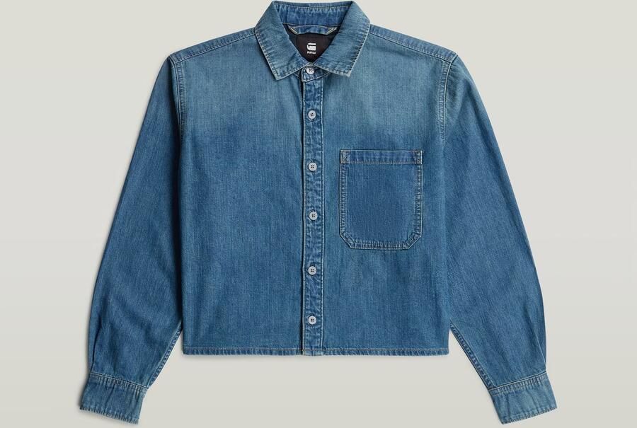 G-Star RAW Boxy Relaxed One-Pocket Overhemd Midden blauw Dames - Foto 4
