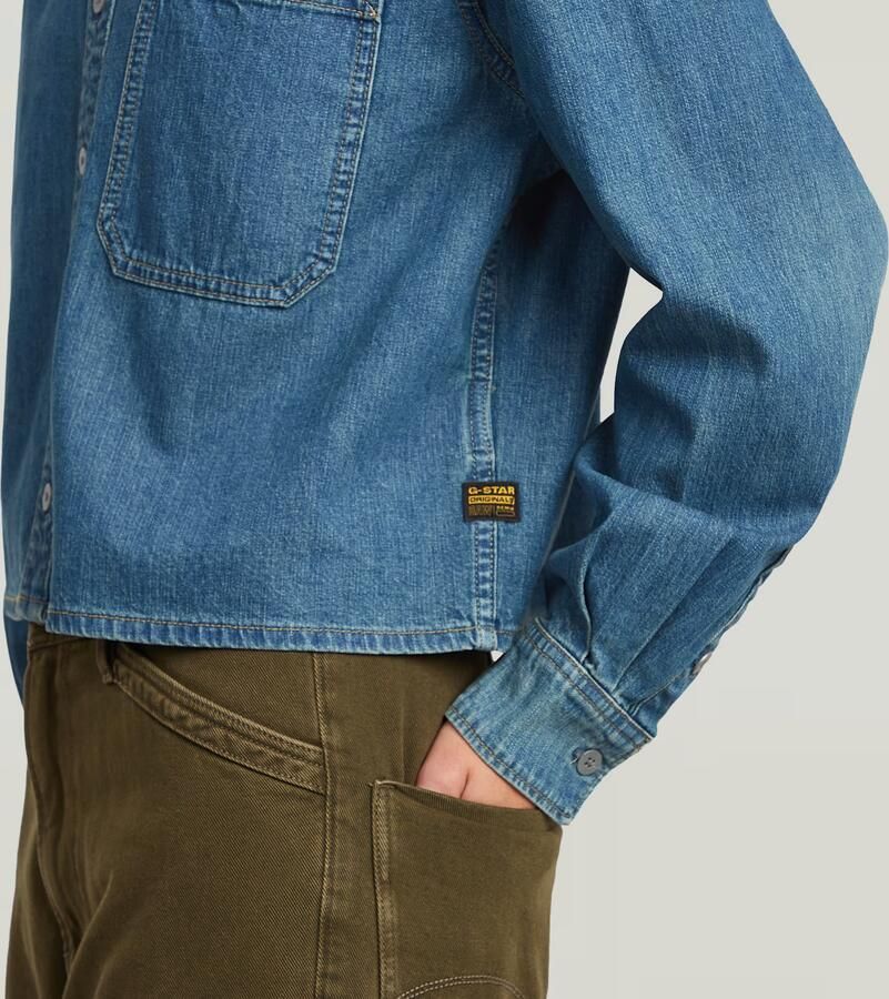 G-Star RAW Boxy Relaxed One-Pocket Overhemd Midden blauw Dames - Foto 3