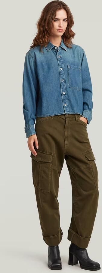G-Star RAW Boxy Relaxed One-Pocket Overhemd Midden blauw Dames - Foto 7