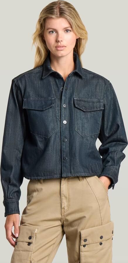 G-Star RAW Boxy Relaxed Overshirt Donkerblauw Dames