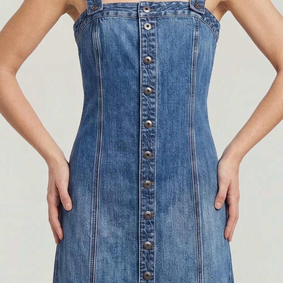 G-Star RAW Bustier Detachable Straps Jurk Midden blauw Dames - Foto 3