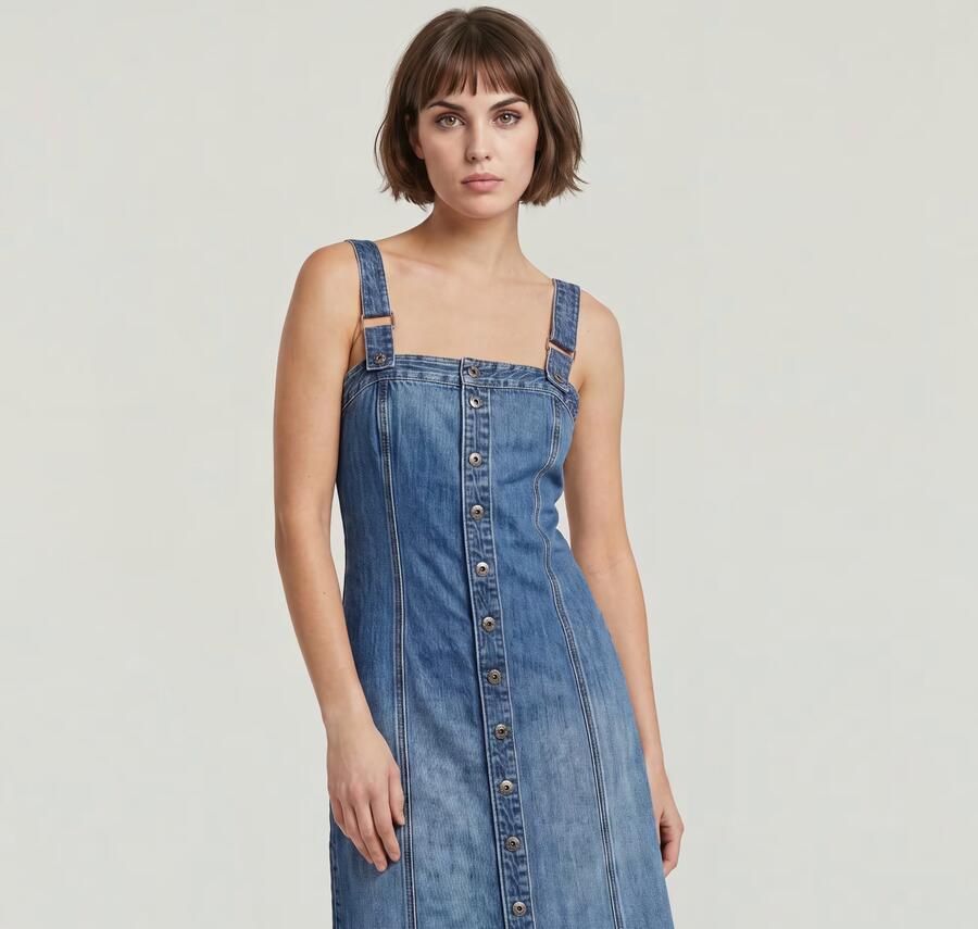 G-Star RAW Bustier Detachable Straps Jurk Midden blauw Dames - Foto 4