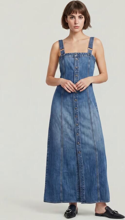 G-Star RAW Bustier Detachable Straps Jurk Midden blauw Dames - Foto 6