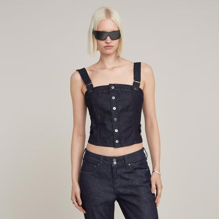G-Star RAW Bustier Top Detachable Straps Donkerblauw Dames