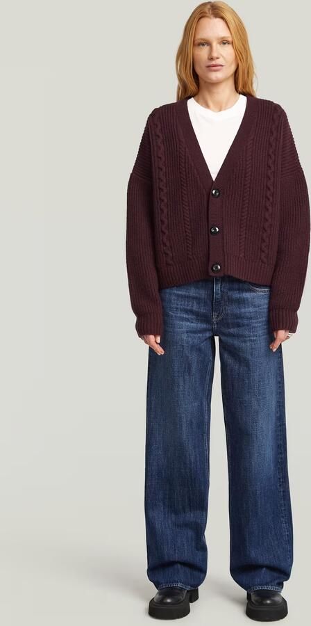 G-Star RAW Cable Cropped Gebreid Vest Rood Dames - Foto 6