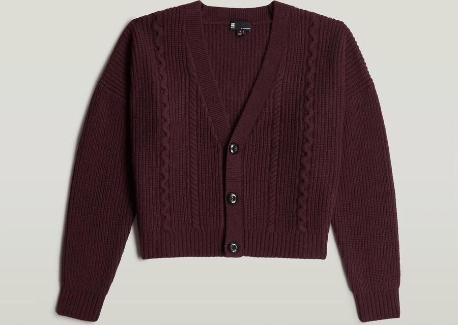 G-Star RAW Cable Cropped Gebreid Vest Rood Dames - Foto 4