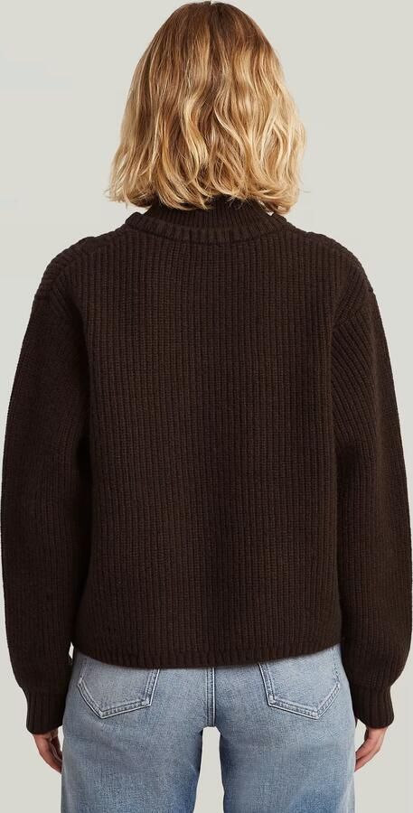 G-Star RAW Cable Double Collar Gebreide Trui Bruin Dames - Foto 5