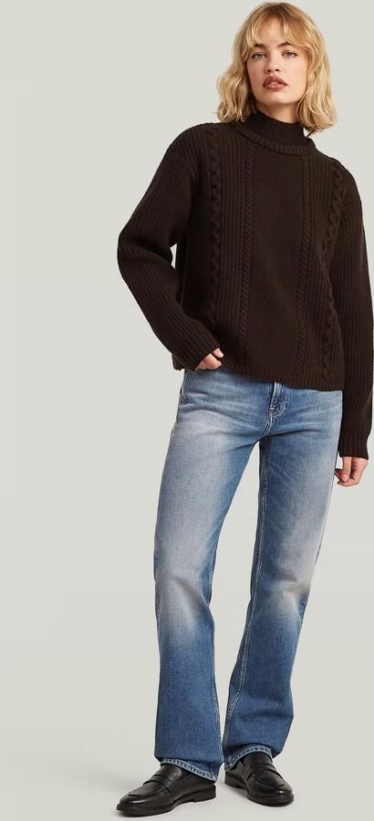G-Star RAW Cable Double Collar Gebreide Trui Bruin Dames - Foto 6