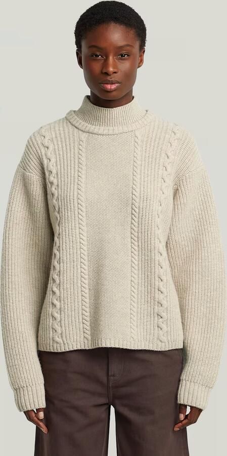 G-Star RAW Cable Double Collar Gebreide Trui Meerkleurig Dames