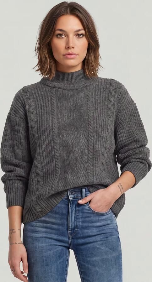 G-Star RAW Cable Double Collar Gebreide Trui Meerkleurig Dames - Foto 4