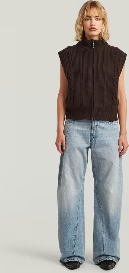 G-Star RAW Cable Full Zip Gebreid Vest Bruin Dames - Foto 6