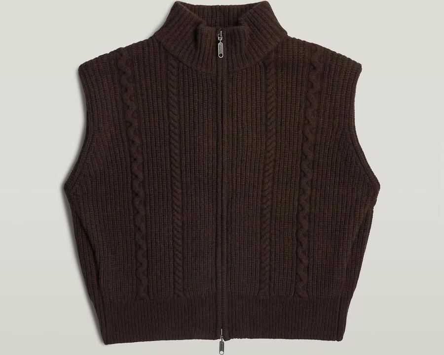 G-Star RAW Cable Full Zip Gebreid Vest Bruin Dames - Foto 4