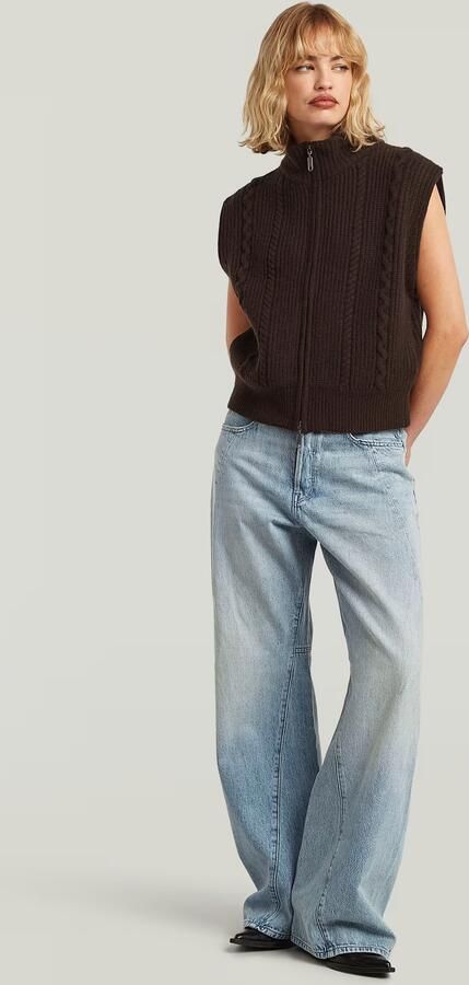 G-Star RAW Cable Full Zip Gebreid Vest Bruin Dames - Foto 5