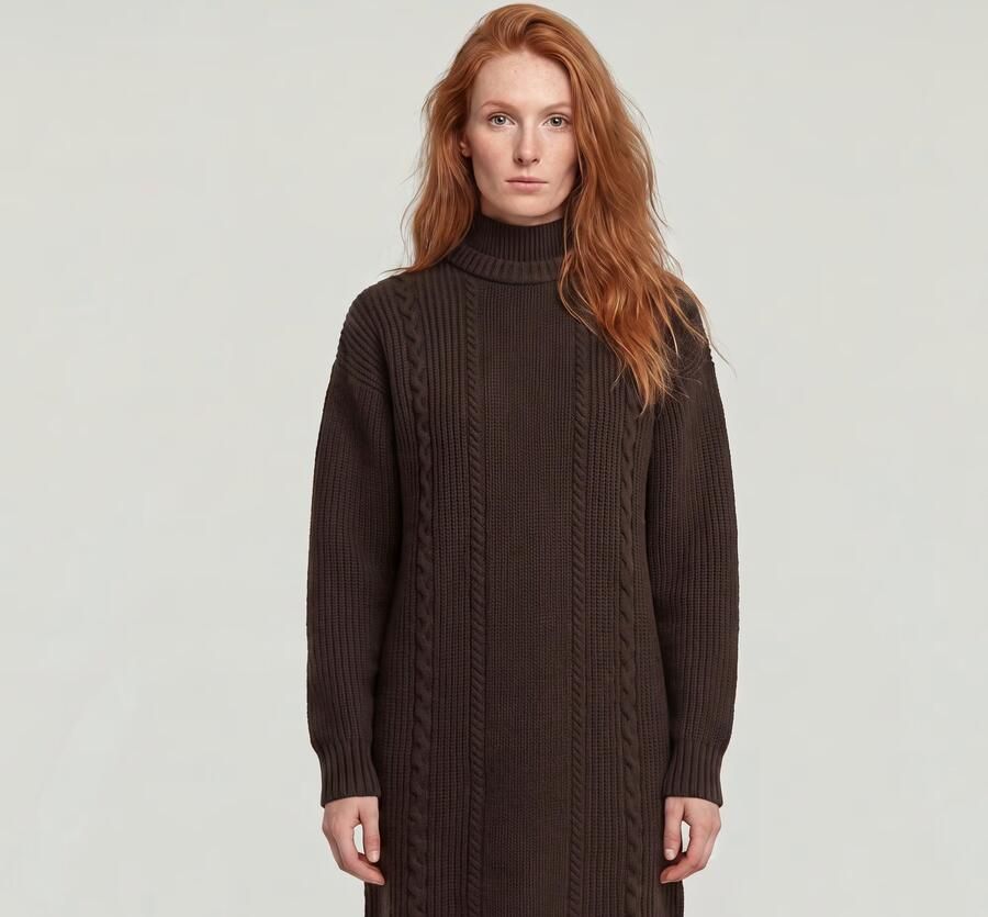 G-Star RAW Cable Loose Gebreide Jurk Bruin Dames - Foto 5