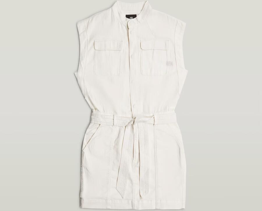 G-Star RAW Cap Sleeve Pocket Jurk Wit Dames - Foto 6