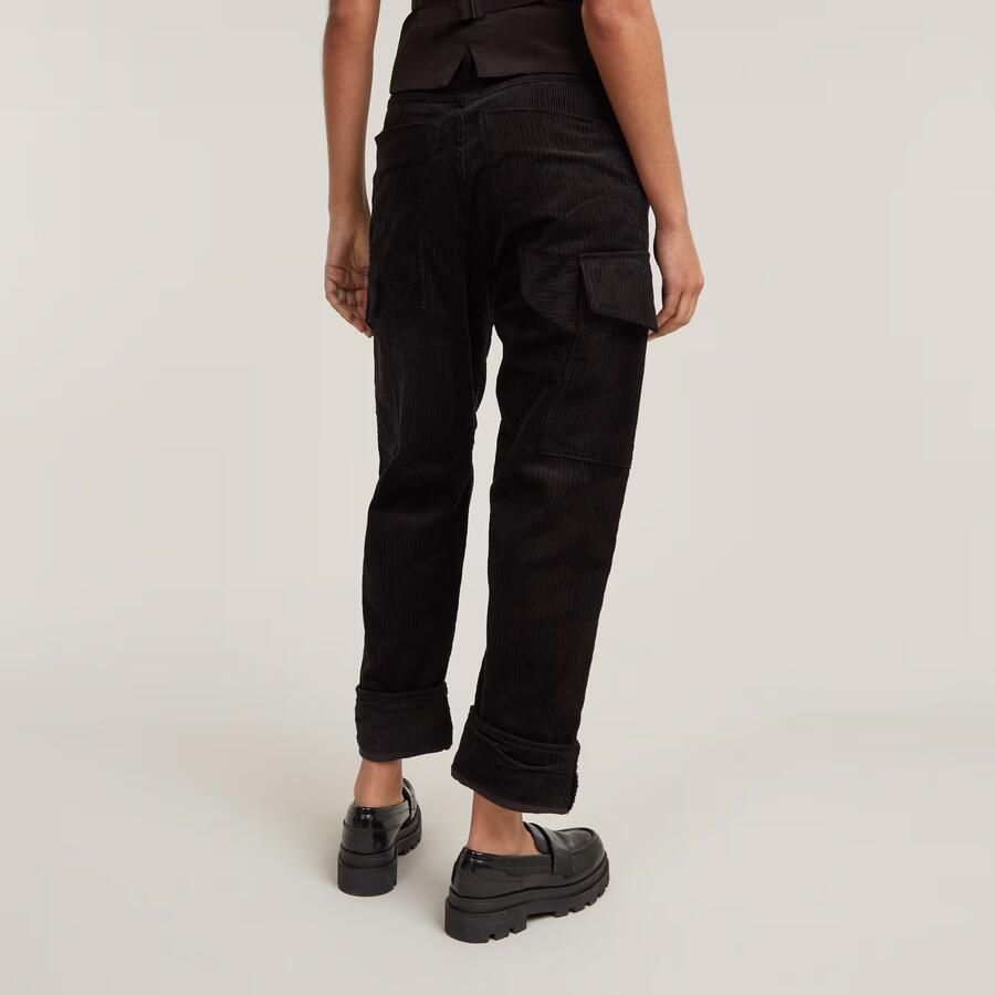 G-Star RAW Cargo Broek Cord 3D Boyfriend Zwart Dames