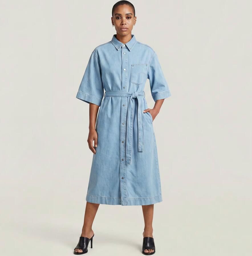 G-Star RAW Carter Denim Overhemdjurk Lichtblauw Dames - Foto 4