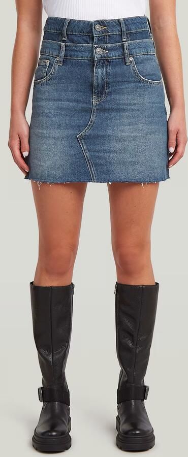 G-Star RAW Carter Double Waistband Mini Skirt Midden blauw Dames - Foto 7