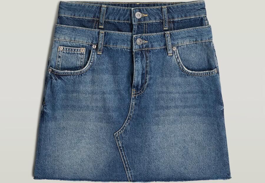 G-Star RAW Carter Double Waistband Mini Skirt Midden blauw Dames - Foto 3