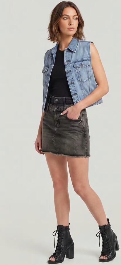 G-Star RAW Carter Double Waistband Mini Skirt Midden blauw Dames - Foto 6