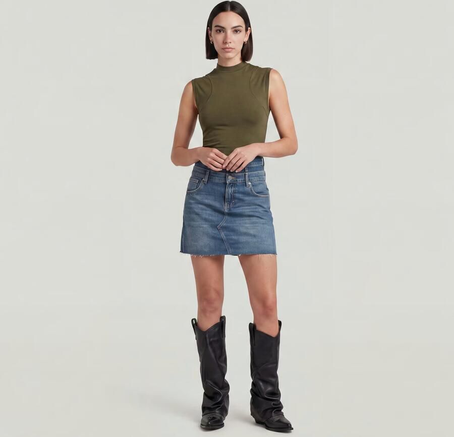 G-Star RAW Carter Double Waistband Mini Skirt Midden blauw Dames - Foto 4