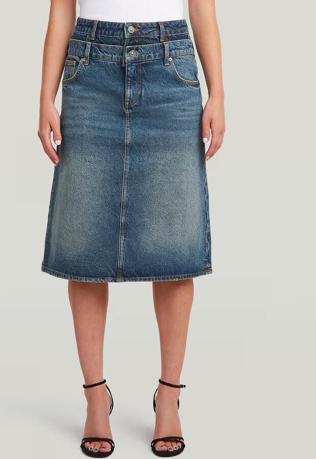 G-Star RAW Carter Double Waistband Skirt Midden blauw Dames - Foto 7