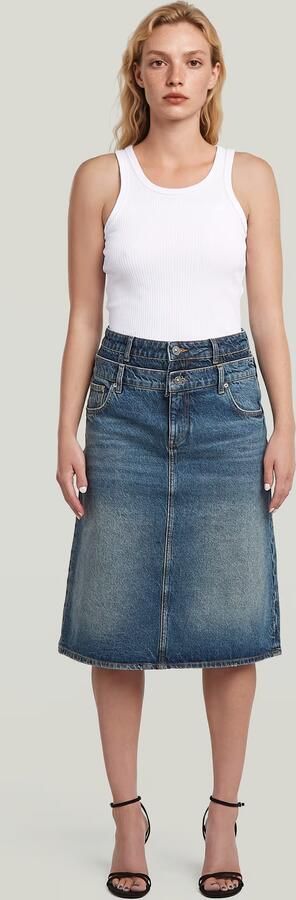 G-Star RAW Carter Double Waistband Skirt Midden blauw Dames - Foto 6
