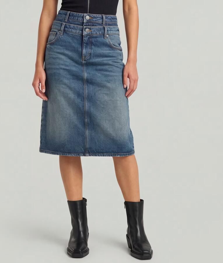 G-Star RAW Carter Double Waistband Skirt Midden blauw Dames - Foto 4