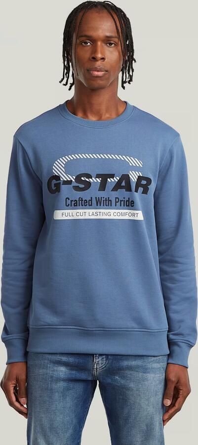 G-Star RAW Center Chest Logo Sweater Midden blauw Heren - Foto 7