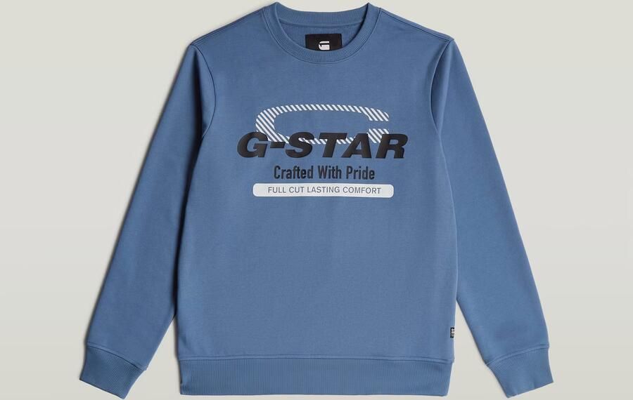 G-Star RAW Center Chest Logo Sweater Midden blauw Heren - Foto 4