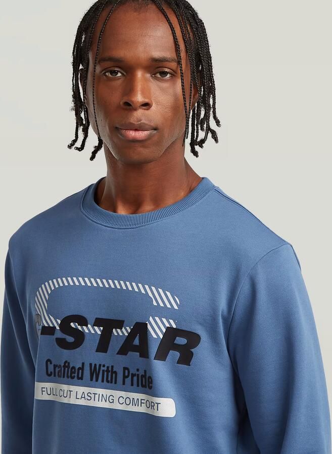 G-Star RAW Center Chest Logo Sweater Midden blauw Heren - Foto 3