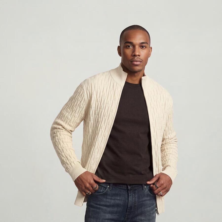 G-Star RAW Chain Structure Gebreid Vest Wit Heren - Foto 3