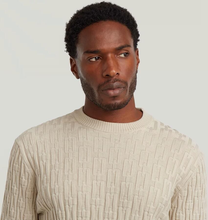 G-Star RAW Chain Structure Gebreide Trui Wit Heren - Foto 3