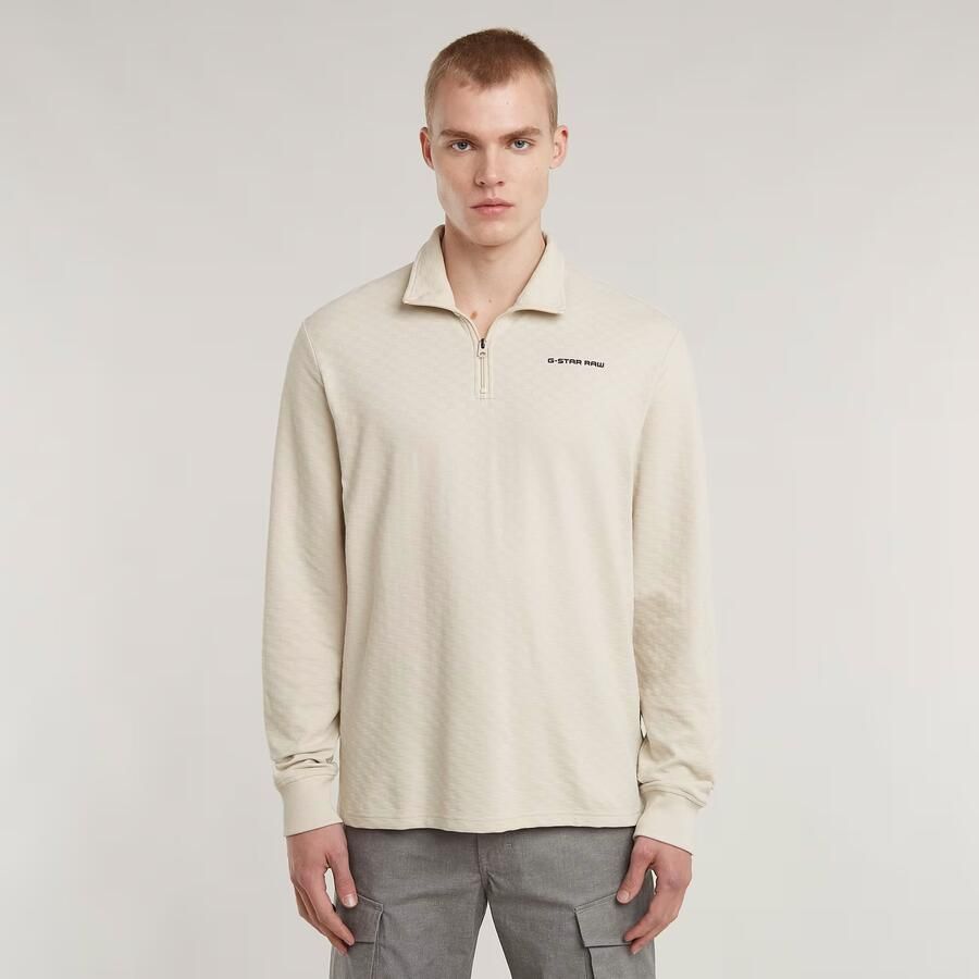G-Star RAW Checquard Tweeter Half Zip Wit Heren - Foto 7