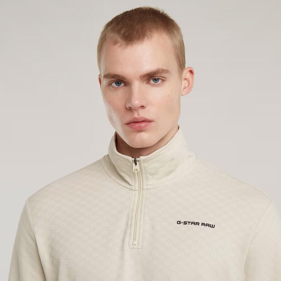 G-Star RAW Checquard Tweeter Half Zip Wit Heren - Foto 2