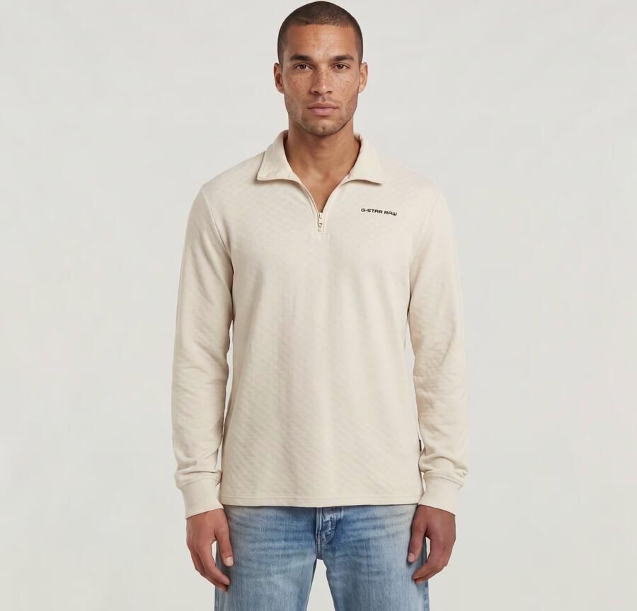 G-Star RAW Checquard Tweeter Half Zip Wit Heren - Foto 5