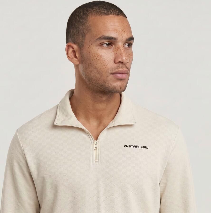 G-Star RAW Checquard Tweeter Half Zip Wit Heren - Foto 3