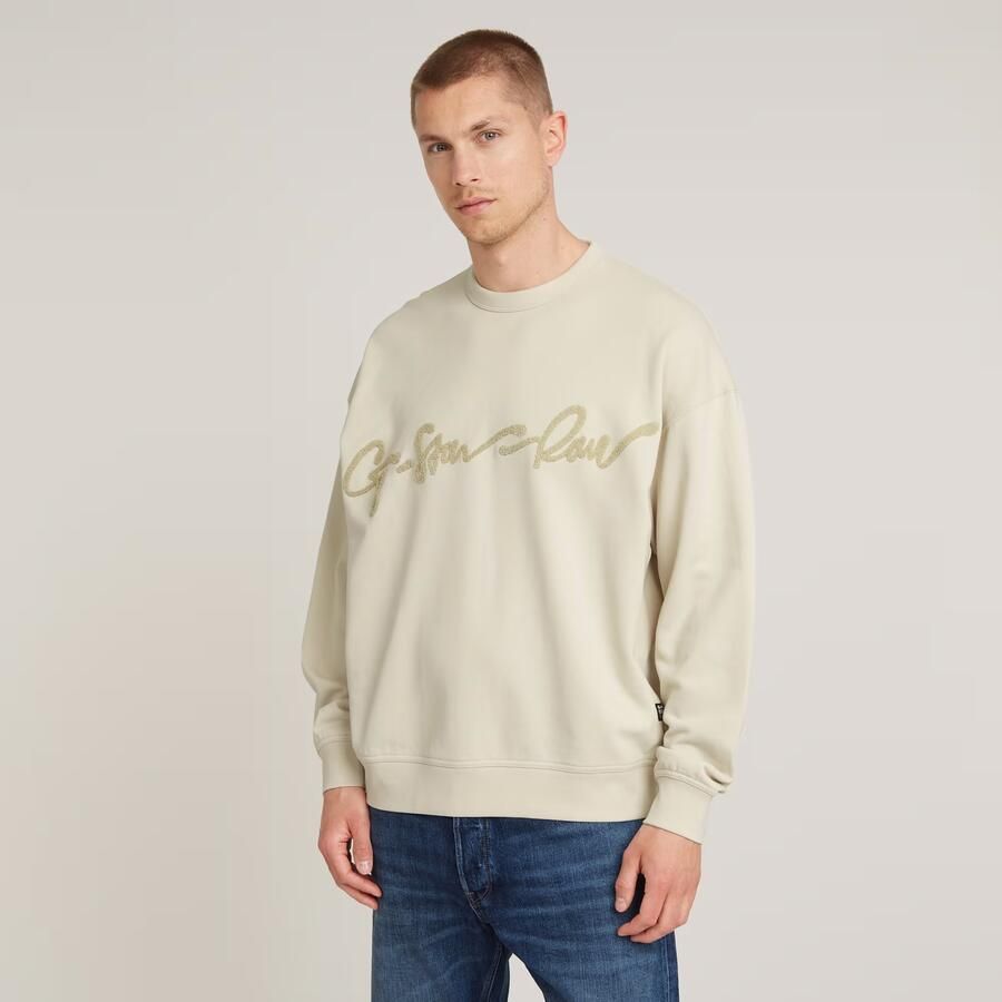 G-Star RAW Chenille G-Script Loose Sweater Wit Heren - Foto 9