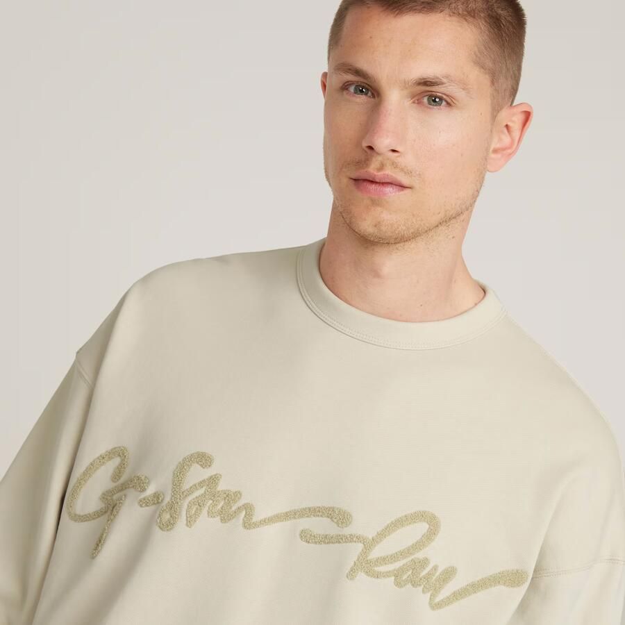 G-Star RAW Chenille G-Script Loose Sweater Wit Heren - Foto 5