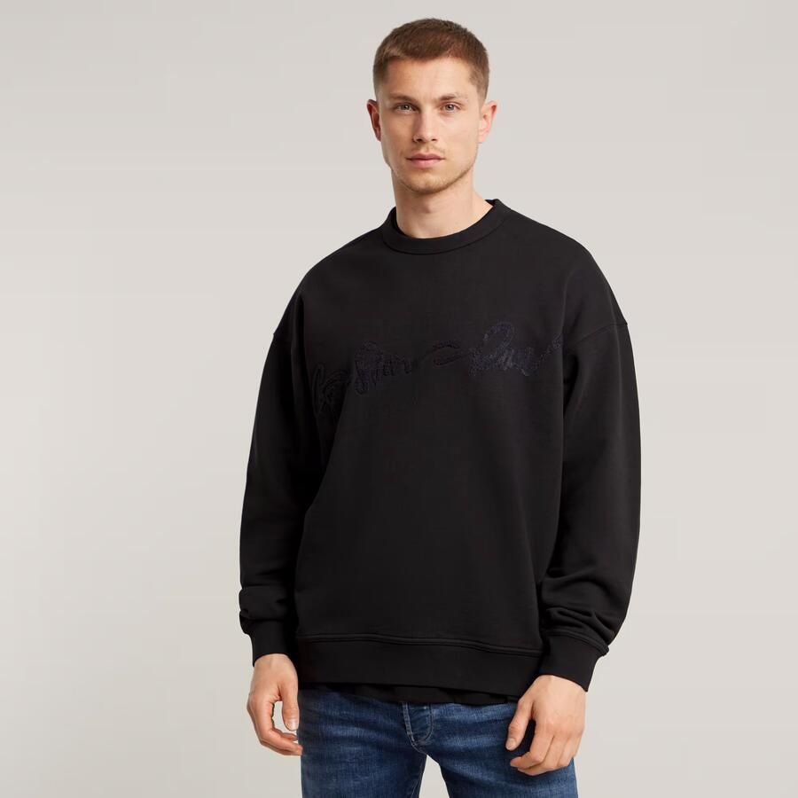 G-Star RAW Chenille G-Script Loose Sweater Zwart Heren - Foto 7