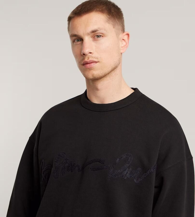 G-Star RAW Chenille G-Script Loose Sweater Zwart Heren - Foto 4