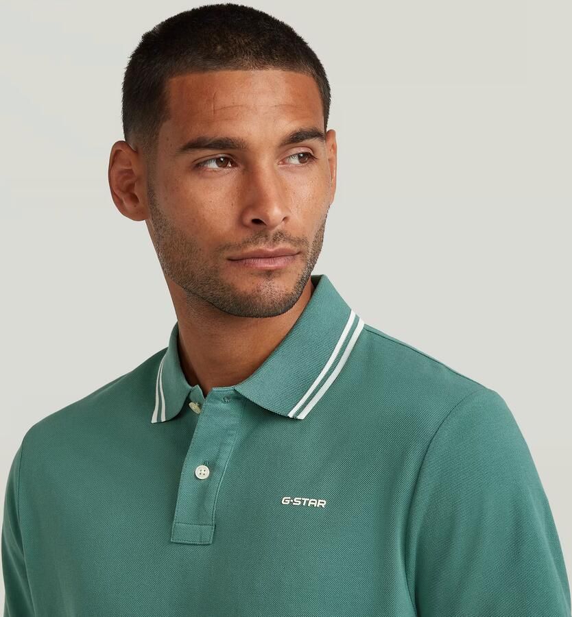 G-Star RAW Chest Logo Striped Polo Groen Heren - Foto 2